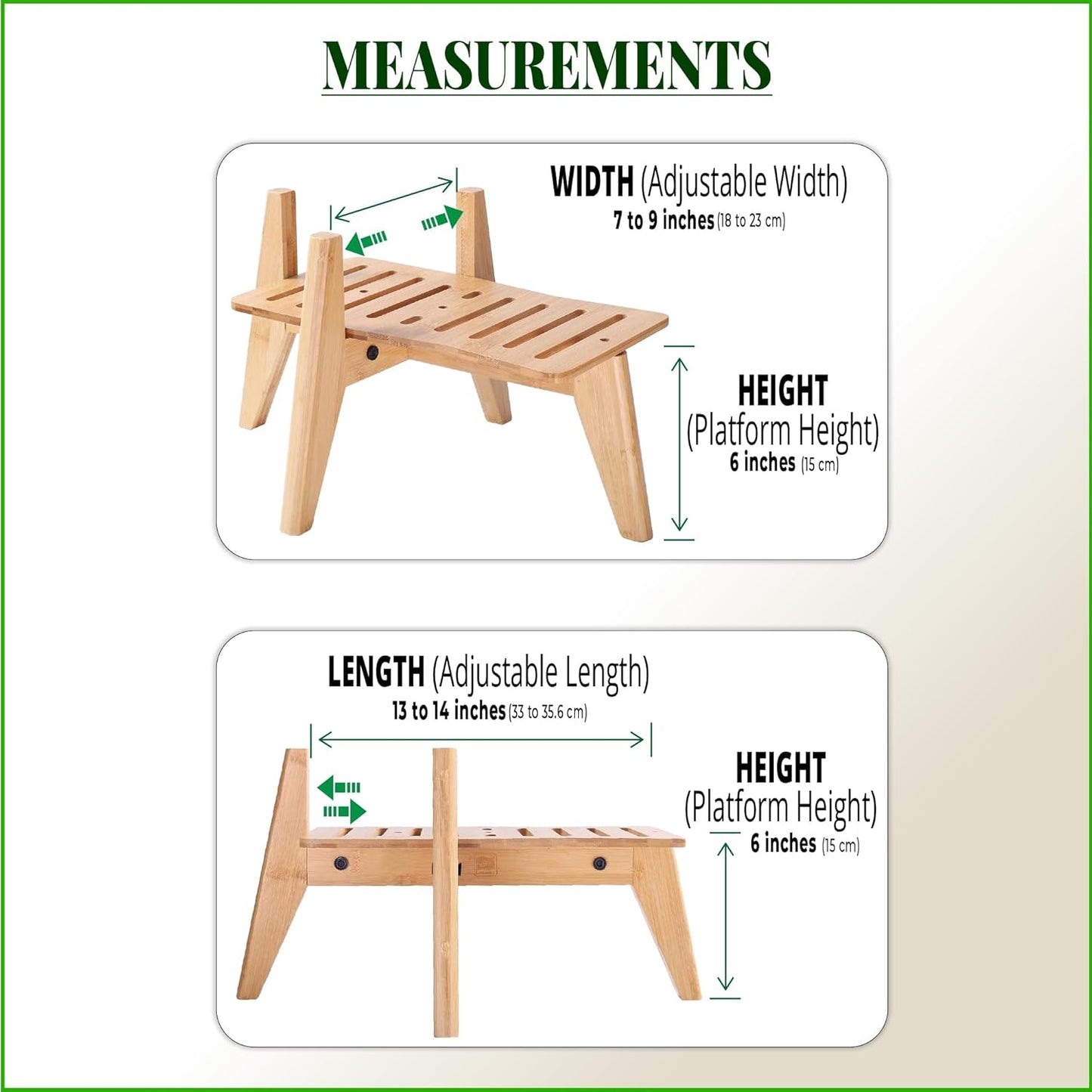 Dog Bowl Stand (14-inch High) - Ideal for Large Breeds, Use to Elevate, Raise Pet Dishes, Water Fountains and Slow Feeders - Adjustable Sideways, Bamboo - (Bowls not Included)