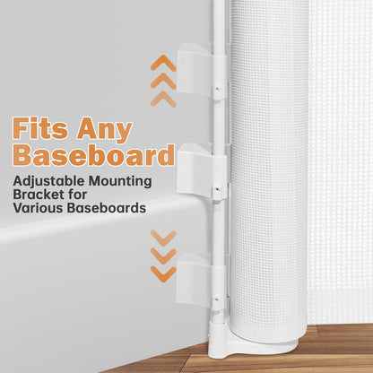 275" Retractable Baby Gates Dog Gate Extra Wide, 52" Tall Child Pet Safety Gate with Reinforced Strips for Stairs, Long Mesh Garage Gates Fence for Outdoor Indoor Large Openings Driveway Decks Patio
