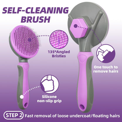 Dog Brush for Shedding,7 PCS Pet Grooming Brush Kit to De-fur & Hair Slicker Deshedding Brushes with Undercoat Rake Comb Bath Brush&Nail Clipper for Grooming Short Long Haired Dogs Cats Blue