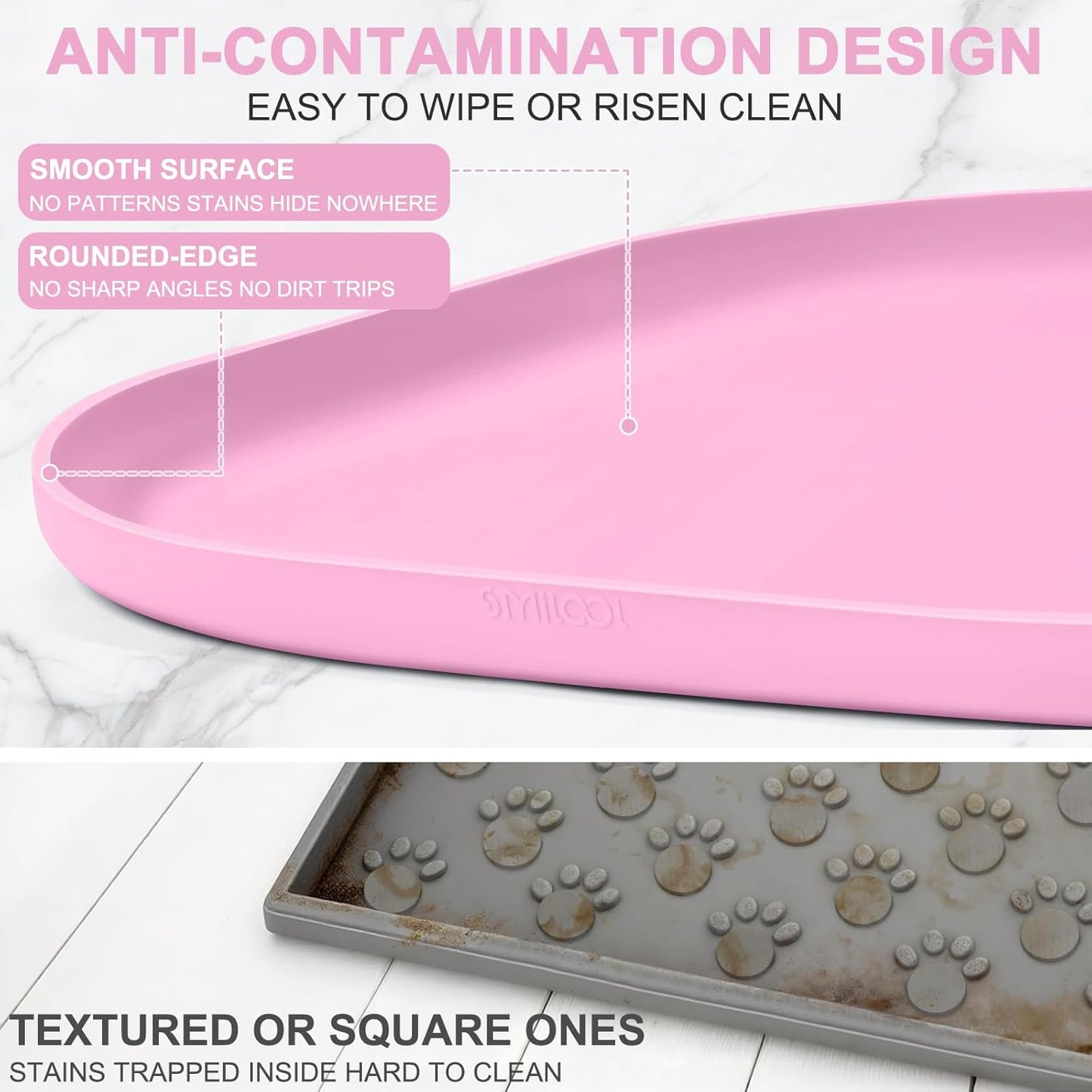 Small Silicone Pet Food Mat with Raised Edge for Food and Water Bowl, Square Dog Feeding Mats, Cat Food Trays for Floor Waterproof, Rubber Tray for Dogs and Cats, 12 x 12 x 0.7 Light Olive Green