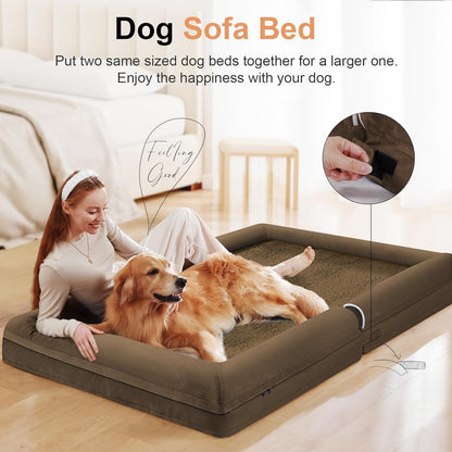 Large Dog Bed Orthopedic Washable: Beds Bolster XL Bed Large Big Dogs Memory Foam Couch Sofa Waterproof with Removable Cover