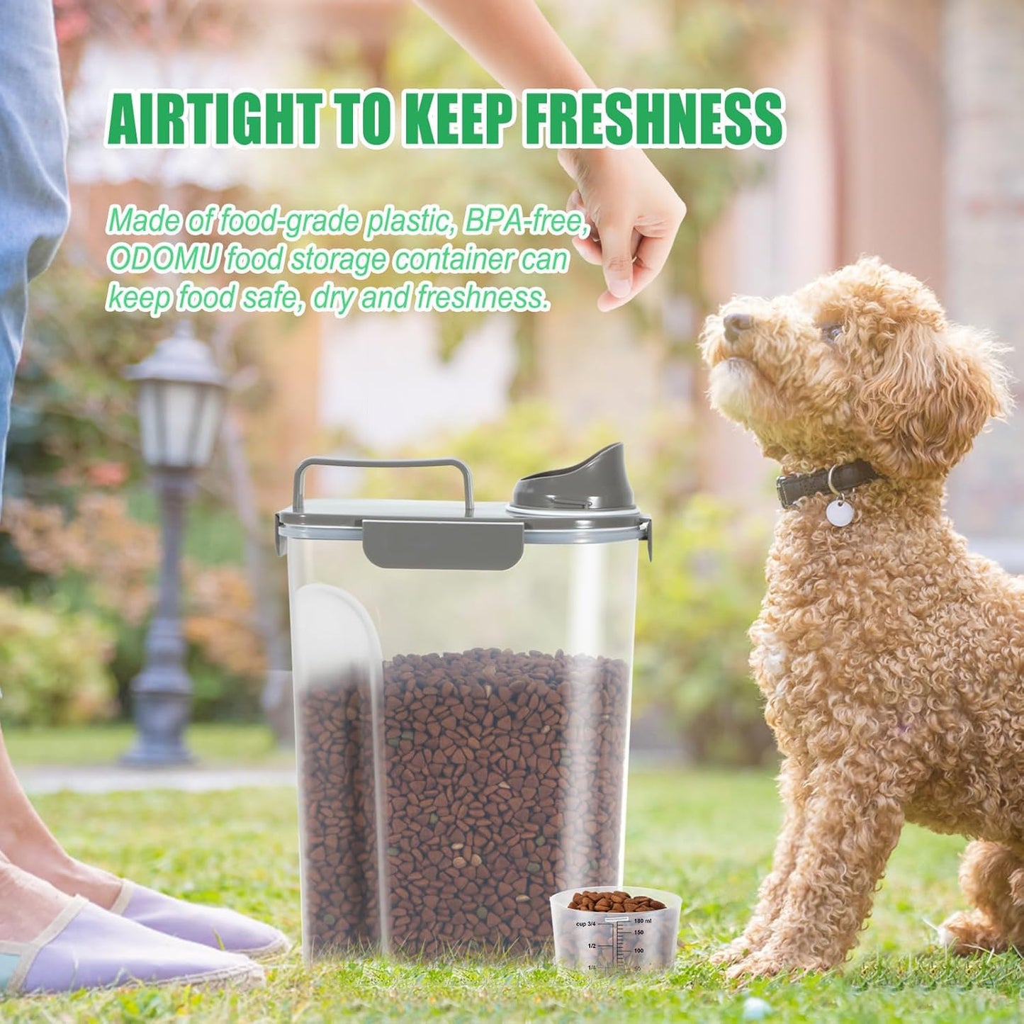 Dog Cat Food Storage Container, Pet Food Container Airtight with Large Spout & Cup, BPA-Free Plastic Food Dispenser for Pet Food, Bird Seed, Rice, Flour - Pink 2.5-5lb (1 pack)