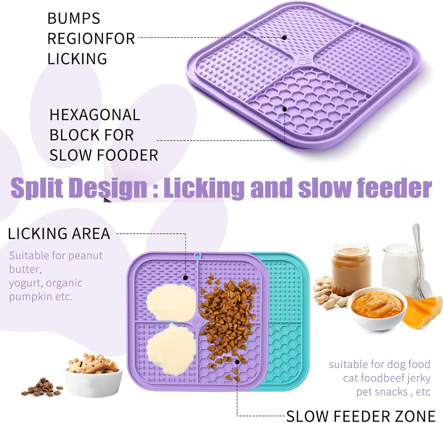Honomastry Lick Mat for Dogs, Premium Lick Pad with Suction Cups for Dog Anxiety Relief, Slow Feeder Dog Bowls, Bathing, Grooming and Training.