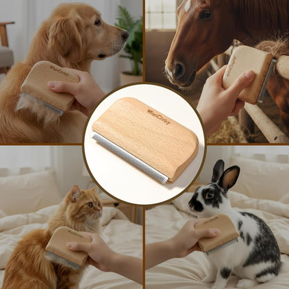 Undercoat Rake Pet Brush with Square Handle, Premium Dematting Comb & Cat Dog Shedding Tool, Efficient Grooming Brush for Detangling Mats & Loose Fur, Ideal for Large Medium Small Dogs and Cats