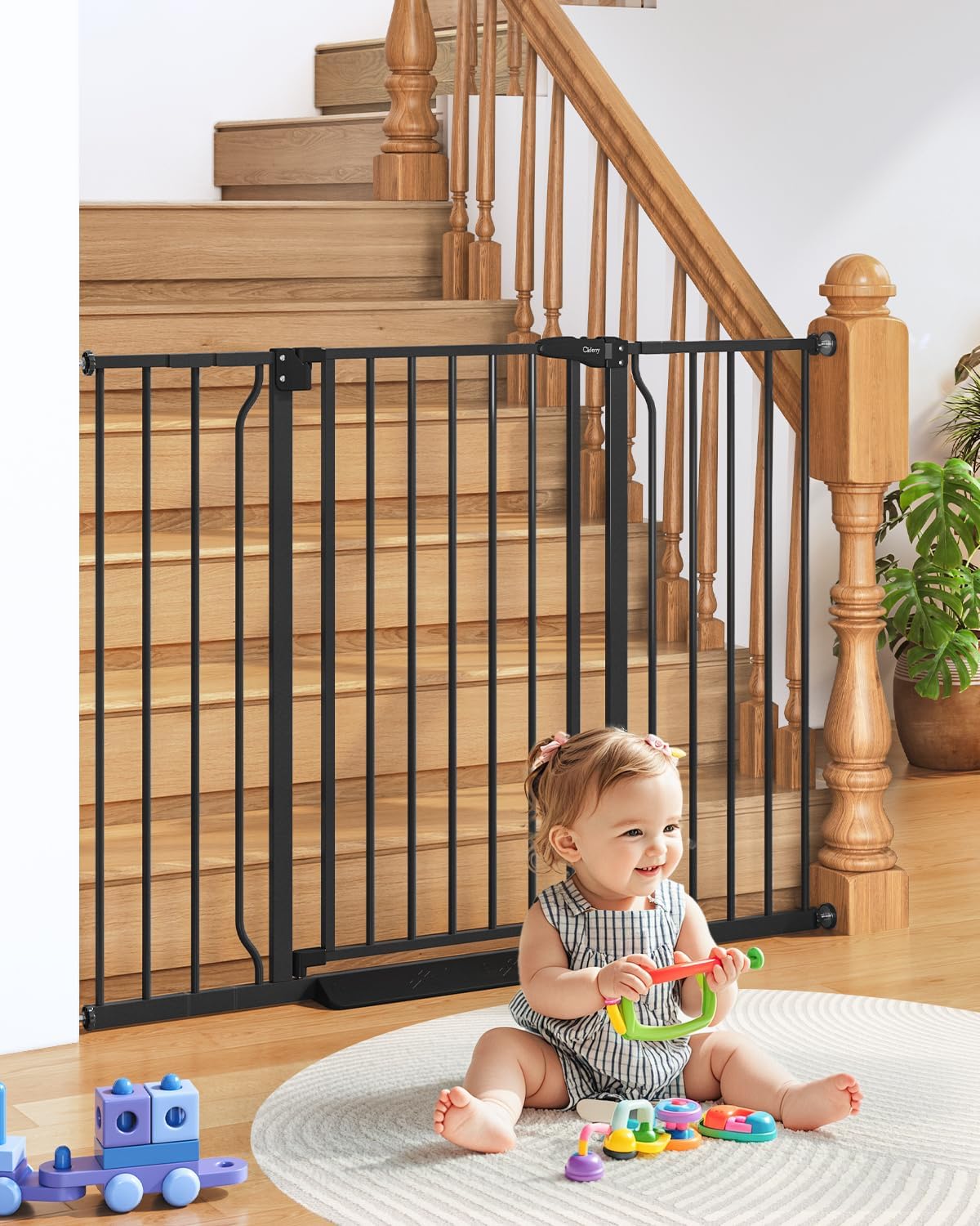 Baby Gate No Drilling, 29"-40" Auto Close Dog Gate Indoor for Doorways & Stairs, Pressure Mounted Adjustable Pet Gate, Easy Walk Through Child Gate for Children & Pets Stroller Friendly, White