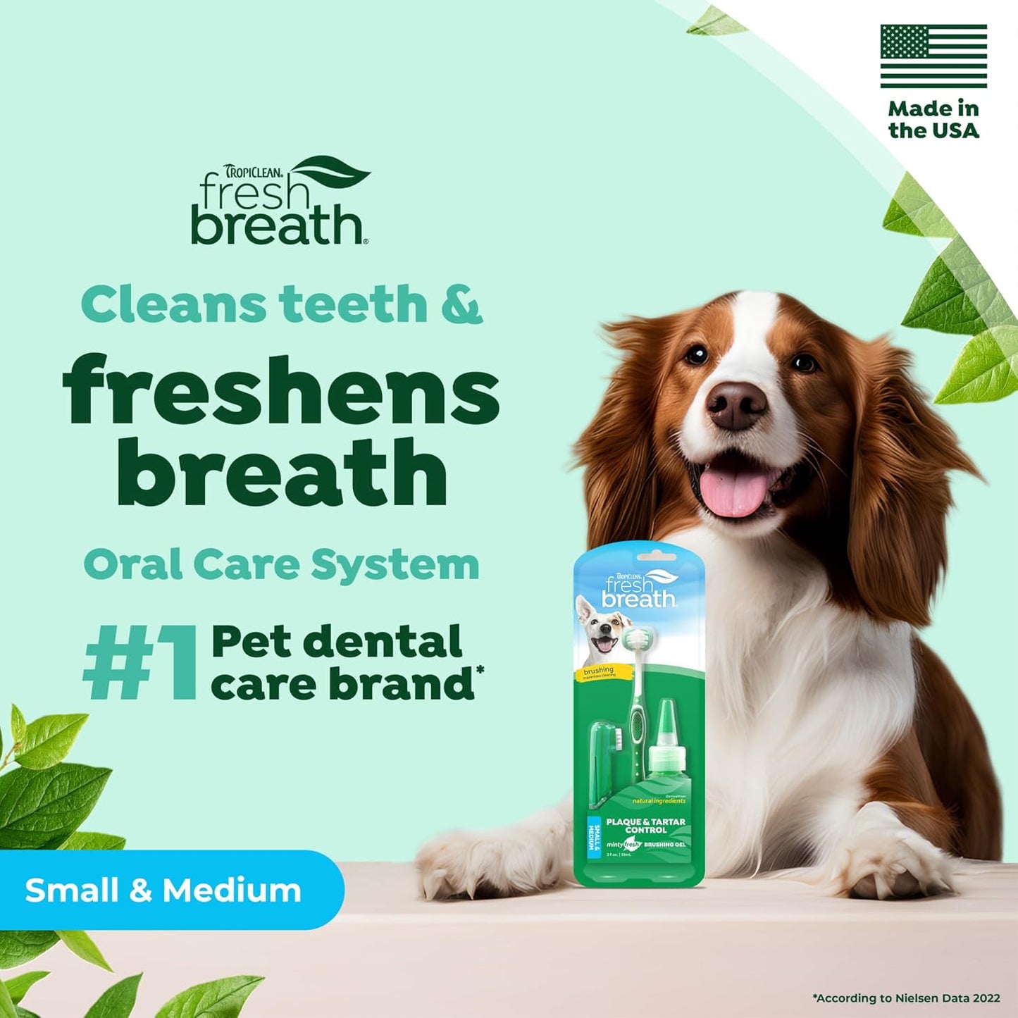 TropiClean Fresh Breath Dog Oral Care Kit | Complete Toothbrush and Toothpaste Set for Plaque & Tartar Control | Tooth Brushing Kit for Large Animals