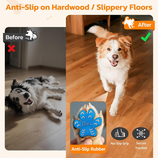 Anti Slip Dog Paw Protector Pads for Senior Dogs, Paw Pads for Dogs Traction, Disposable Self Adhesive Paw Grips for Old Dog on Slippery Hardwood Floor, Black 12 Sets (48pcs) XXL 61-80lbs