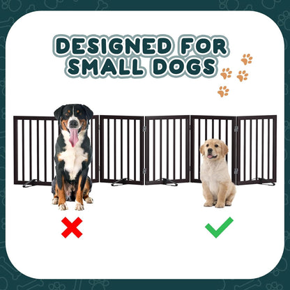Freestanding Dog Gates Indoor, 3-Panel Pet Gates with 2 Metal Stands and 360° Hinge, 24" H Foldable Dog Gate for Stairs, Doorway, Kitchen, Expands Up to 55" Fully Assembled - Black Walnut