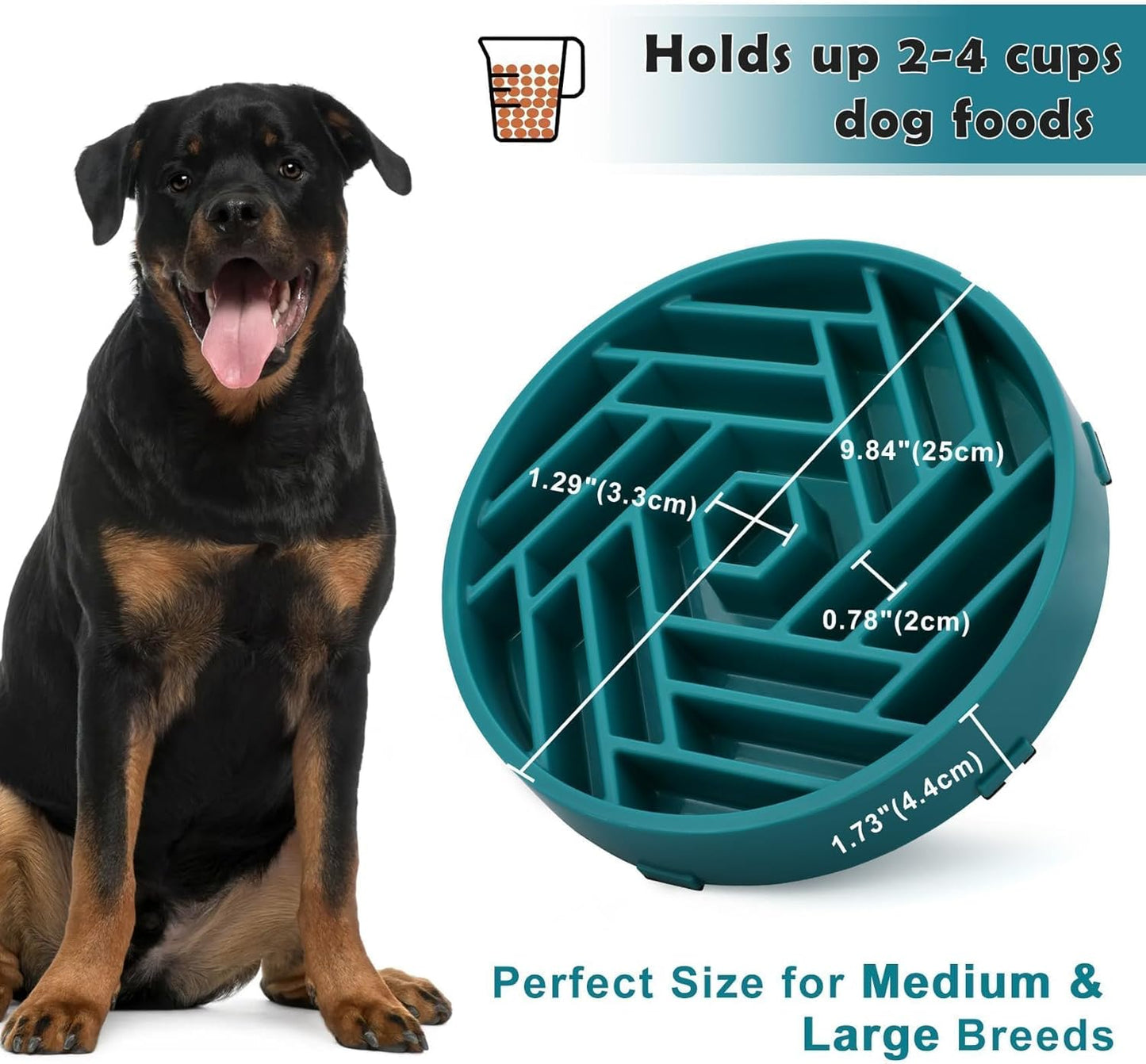 TOBYTO Slow Feeder Dog Bowls Large Medium Breed,Anti-Choking Slow Eating Dog Food Bowl,Non Slip Pet Slower Food Feeding Bowls Large Puzzle Slow Feeder Bloat Stop Maze Dog Dishes,Black