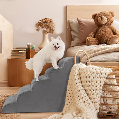 Dog Stairs for Small Dogs, 3 Tiers High Density Foam Dog Ramp, Extra Wide Non-Slip Pet Steps for High Beds Or Couch, Soft Foam Doggie Ladder for Dogs Injured, Older Pets, Small Cats