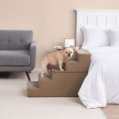 EHEYCIGA Dog Stairs for High Bed 22.5" H, 5-Step Dog Steps for Bed, Pet Steps for Small Dogs and Cats, Non-Slip Balanced Pet Ramp Indoor, Grey