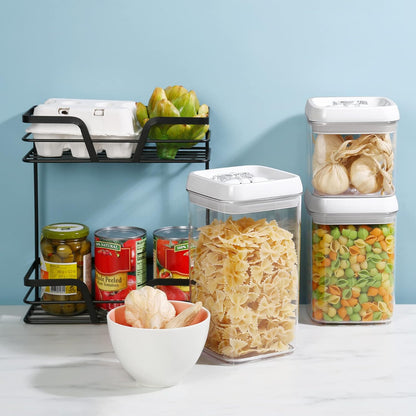 Felli Flip Tite Pet Food Container with Airtight Lids, BPA FREE Acrylic Canister with Paw Bone Fish Flip Top Handles for Cat Dog Kibble Treats Storage, Keep Fresh (Pet Collection Nest-L3pk)