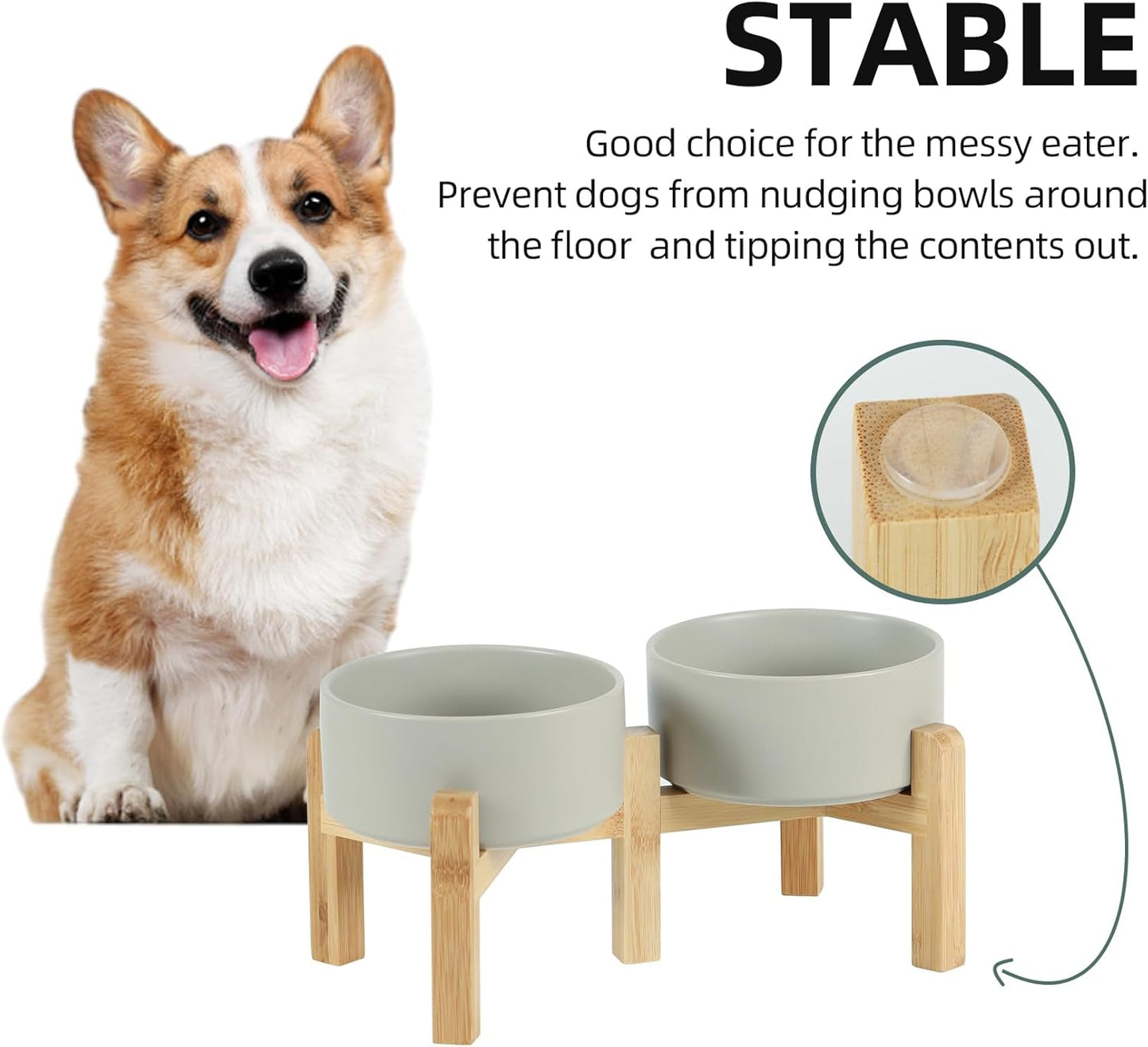 Havniva 8.3” Dog Bowls Elevated Ceramic Dog Food and Water Bowl, Raised Dog Water Bowl with Stand Non-Slip Rubber Base Large Capacity Feeding Pet Food Bowl for Large Dogs