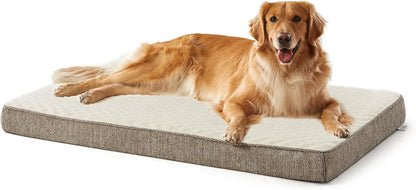 JOEJOY XL Dog Beds Large Sized Dog, Orthopedic Big Dogs Crate Bed with Washable Removable Cover, Extra Thick Egg-Crate Memory Foam Pet Beds up to 80 lbs, Grey, 41"x27"