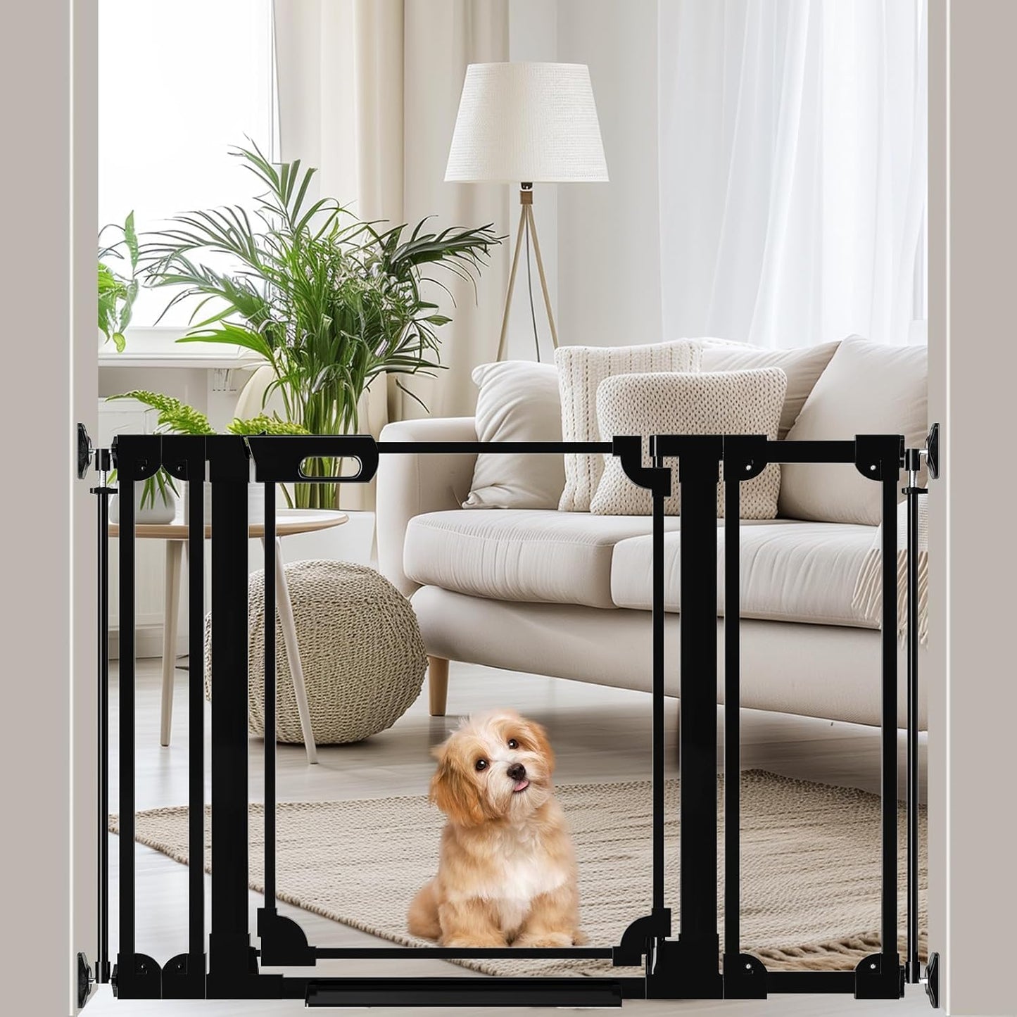 WAOWAO Clear Baby Gate for Stairs Modern Design Acrylic Auto Close Pet Gate, 29.52-37.79" Wide Safety Baby Gate for Doorways,White Clear Dog Gates Indoor, Hallways,Kitchen