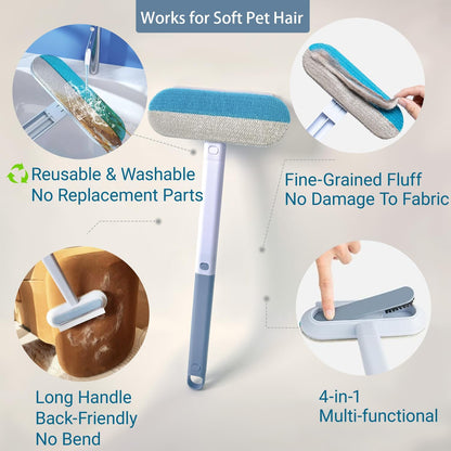 Pet Hair Remover for Furniture, Reusable 17-Inch Multifunctional Cat and Dog Hair Removal Tool for Couch, Carpet, Bedding, Car Seats