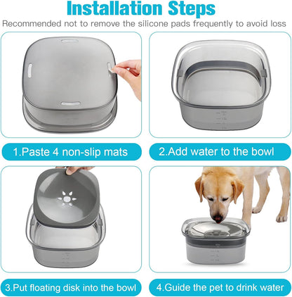 UPSKY 70oz Dog Water Bowl 2L No Spill Dog Bowls Large Capacity Spill Proof Slow Water Feeder, No Splash Pet Water Dispenser Vehicle Carried Travel Slow Drinking Bowl for Messy Drinkers