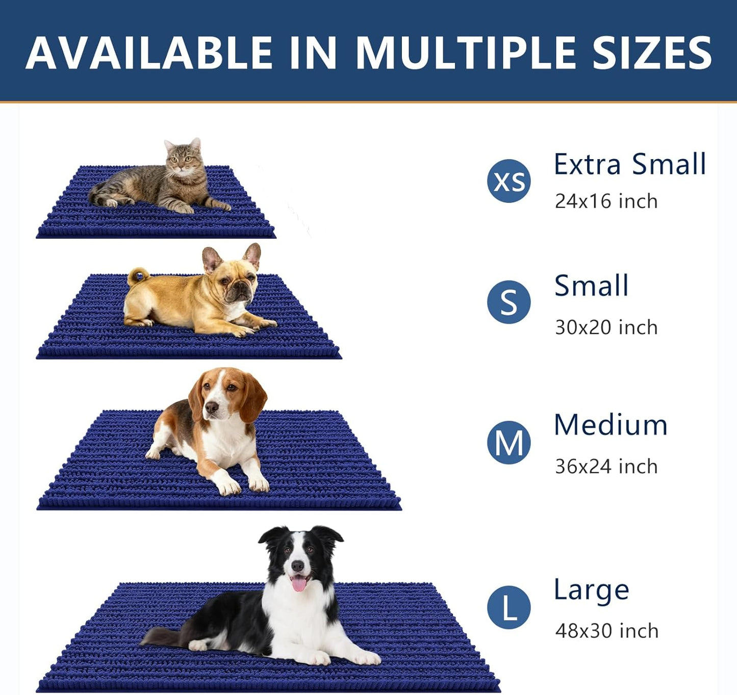 Smiry Dog Door Mat for Muddy Paws 30x20, Extra Soft Absorbent Chenille Doormat, Trap Moisture and Dirt, Non-Slip Machine Washable Front Door Mat for Indoor Entrance Inside Floor, Grey