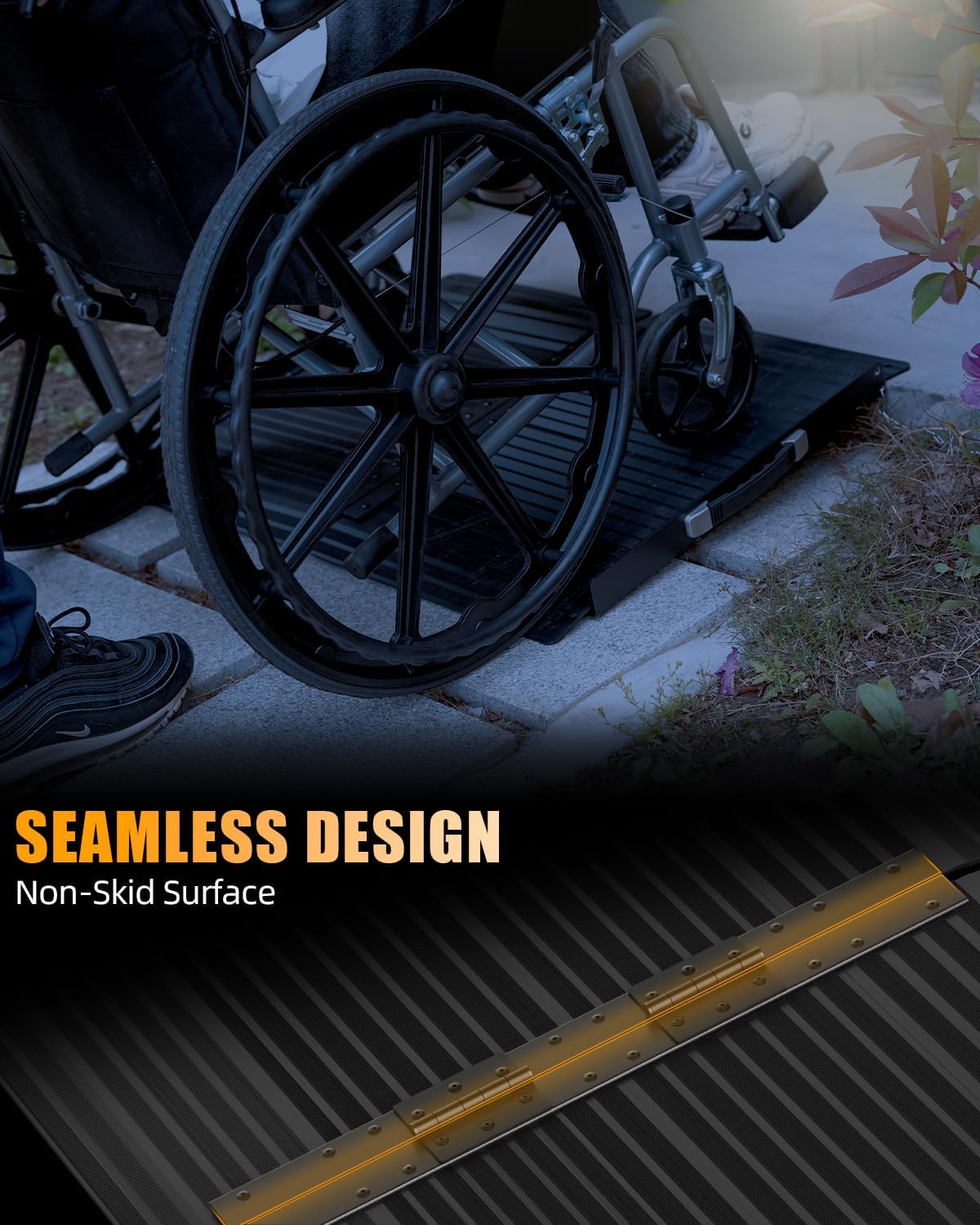 VNN Portable Wheelchair Ramp 4FT, Non-Slip Aluminum Ramps for Wheelchairs for Home, Handicap Wheelchair Ramps for Home Steps, Aluminum Loading Dock Plates, Doorways, Black