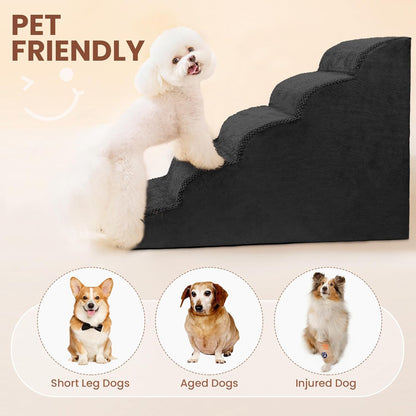 Dog Stairs for Small Dogs, 3 Tiers High Density Foam Dog Ramp, Extra Wide Non-Slip Pet Steps for High Beds Or Couch, Soft Foam Doggie Ladder for Dogs Injured, Older Pets, Small Cats