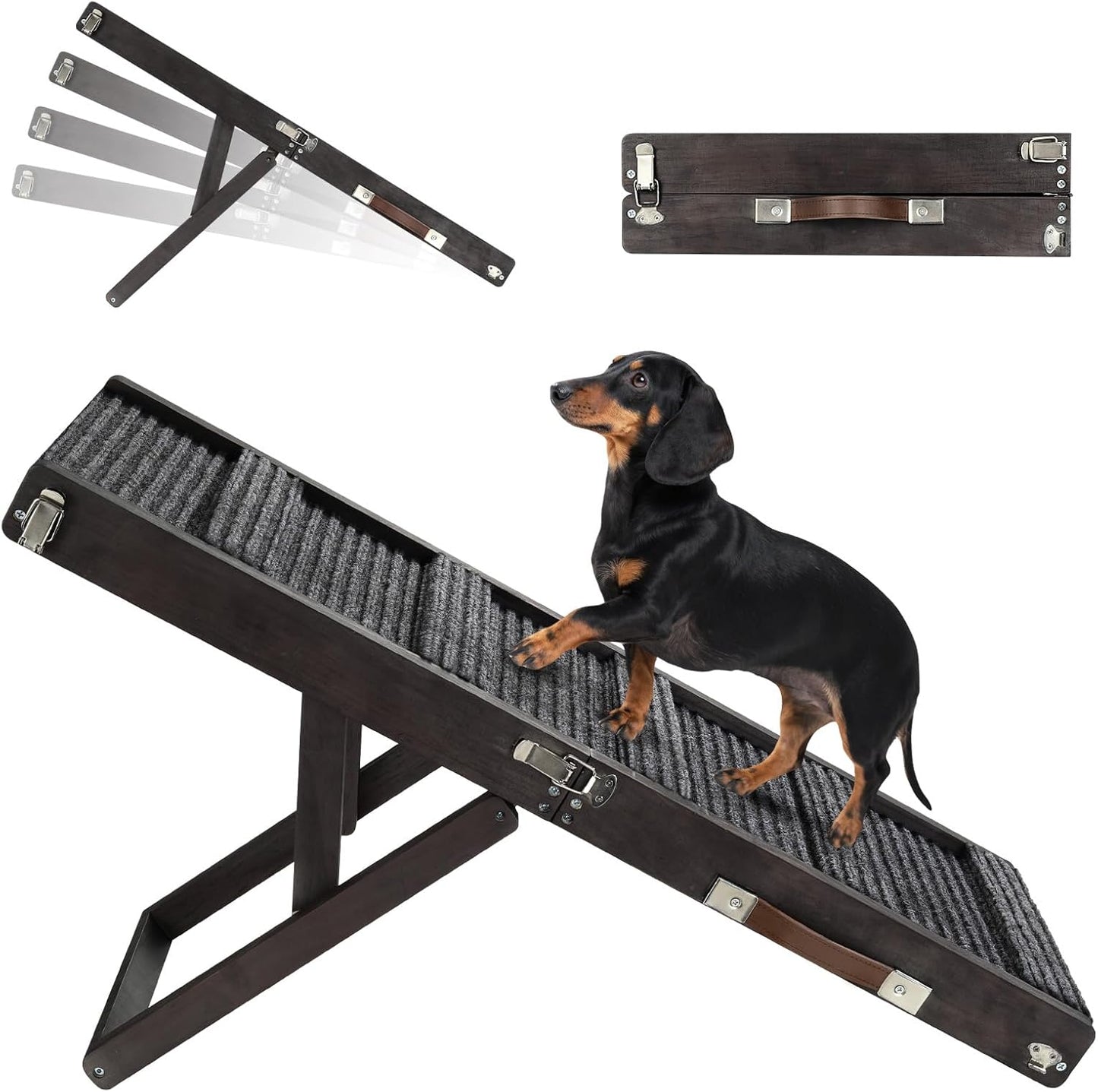 2026 Upgraded Dog Ramp for Couch, Foldable Small Dog Ramp for Sofa, 4 Adjustable Height from 13'' to 21", Portable Stable Pet Steps with Non-Slip Pad, Pet Ramps Use for Sofa Couch Stairs