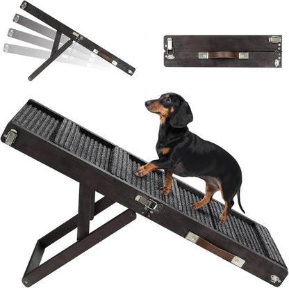 2026 Upgraded Dog Ramp for Couch, Foldable Small Dog Ramp for Sofa, 4 Adjustable Height from 13'' to 21", Portable Stable Pet Steps with Non-Slip Pad, Pet Ramps Use for Sofa Couch Stairs