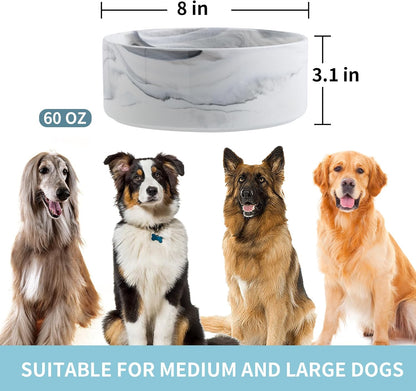 Black Elevated/Raised Dog Bowl Ceramic with Wood Stand for Medium Large Breed,Dog Food Water Dish Heavy Weighted,8 in Non Slip Modern Cute Porcelain Pet Bowl Extra Large