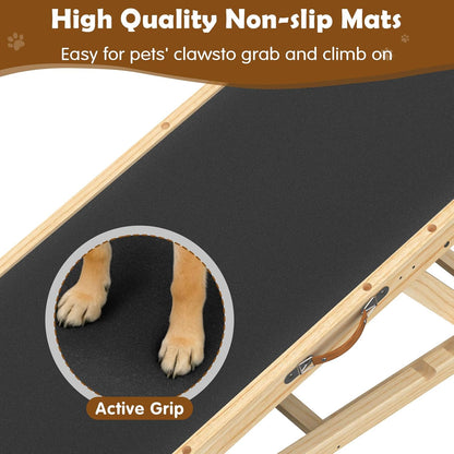 Dog Ramp for Couch with Non-Slip Silicone Mat, 39" Wooden Pet Ramps for Small Dogs, Hold up to 100lb, Adjustable Height from 11.41" to 20.47", Portable Stable Pet Step for Sofa Stairs