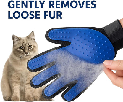 Pet Grooming Gloves for Dogs & Cats – Gentle Hair Remover, Deshedding Bath Mitt, 2-in-1 Brush & Massage, Waterproof & Washable, Blue (1 Pair)
