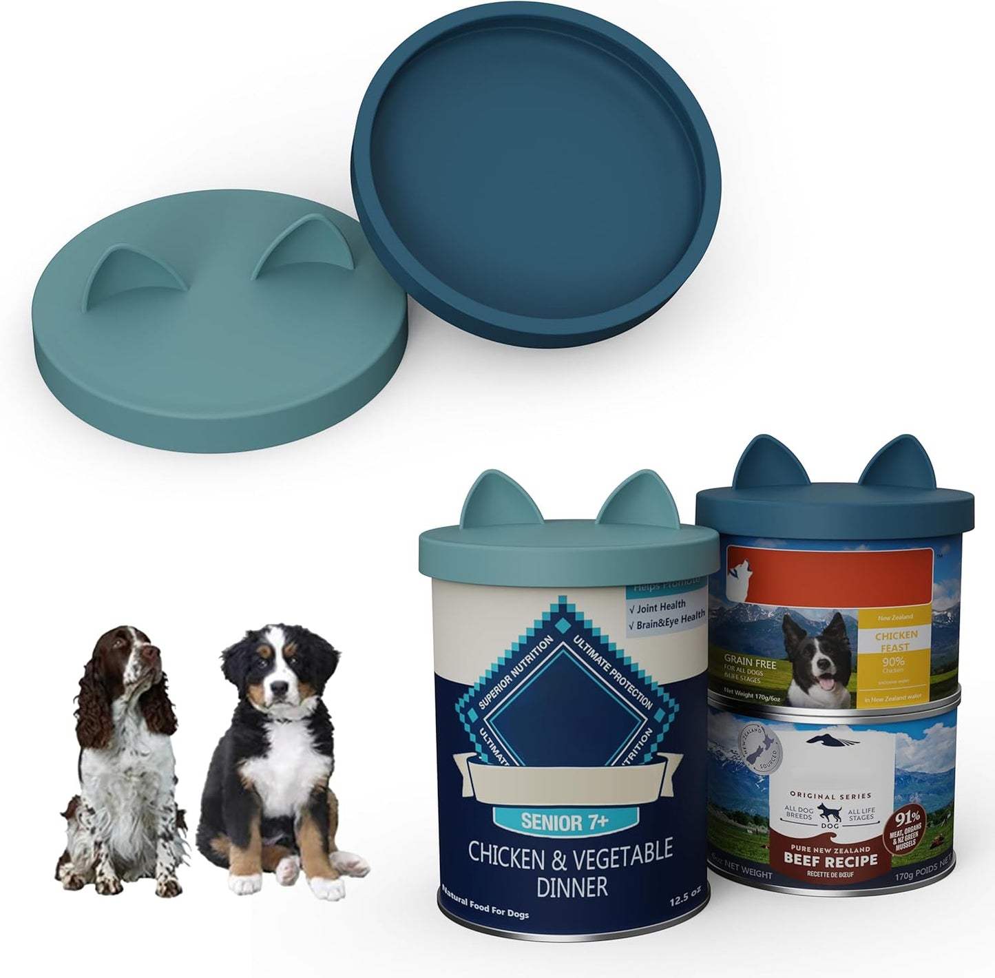 OHMO 2 Pack Pet Food Can Lids, (12.5-14oz) BPA Free Silicone Covers for Cat and Dog Food Cans, Camo&Light Green