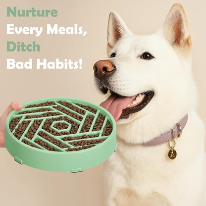 TOBYTO Slow Feeder Dog Bowls Large Medium Breed,Anti-Choking Slow Eating Dog Food Bowl,Non Slip Pet Slower Food Feeding Bowls Large Puzzle Slow Feeder Bloat Stop Maze Dog Dishes,Black