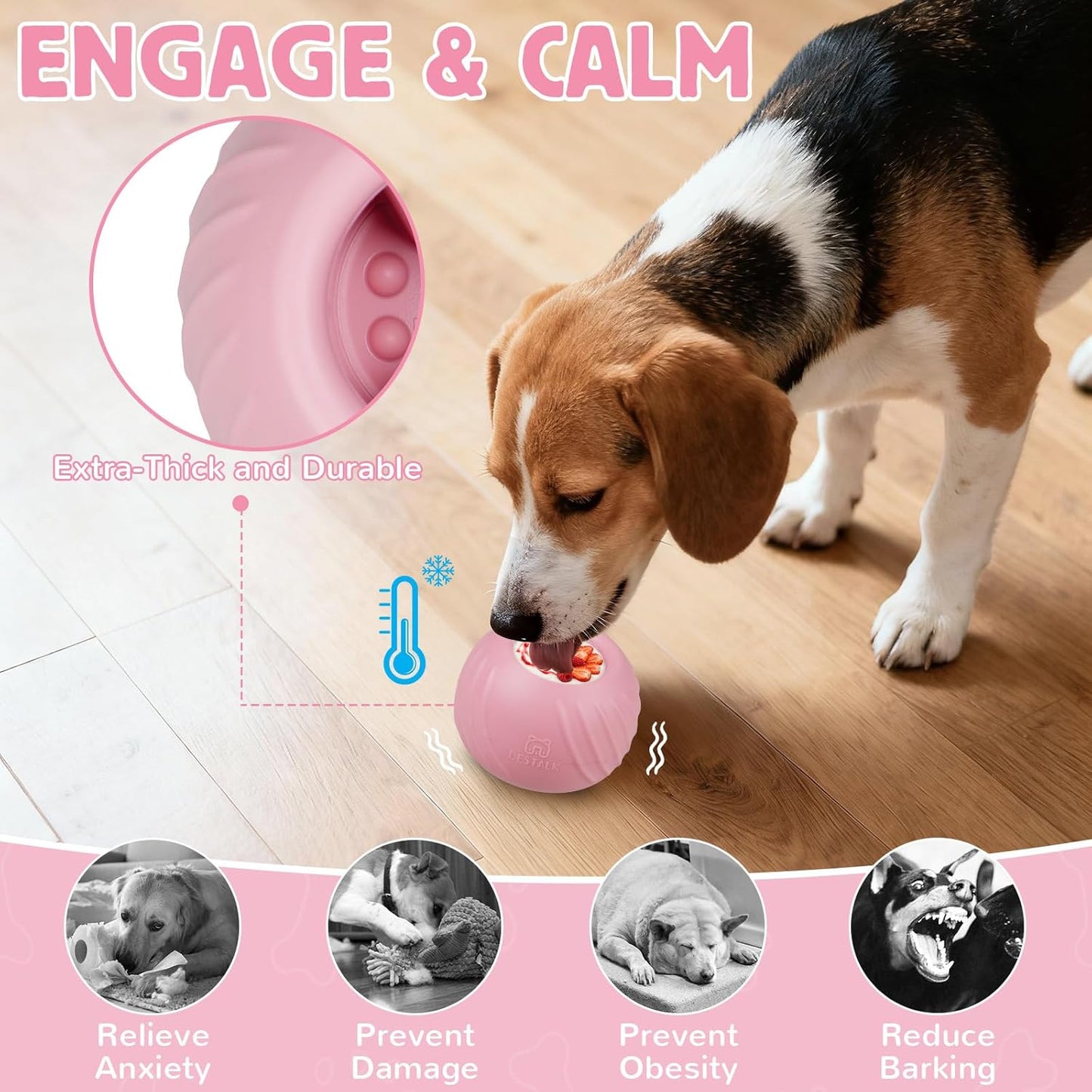 Long-Lasting Dog Lick Toy, Wobbly Dog Enrichment Lick Bowl to Keep Dogs Busy, Interactive Stuffable Dog Treat Feeder for Boredom, Silicone Treat Dispensing Chew Toy(Dark Blue,S)