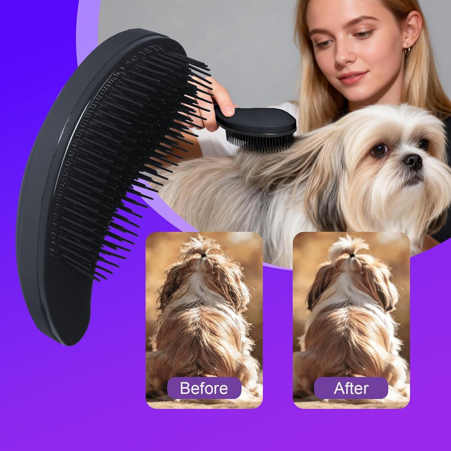 Small Dog Brush- Grooming Tool for Teddy, Yorkies, Maltese, Shih Tzu, Chihuahua - Puppy Hair Brush (Blue)
