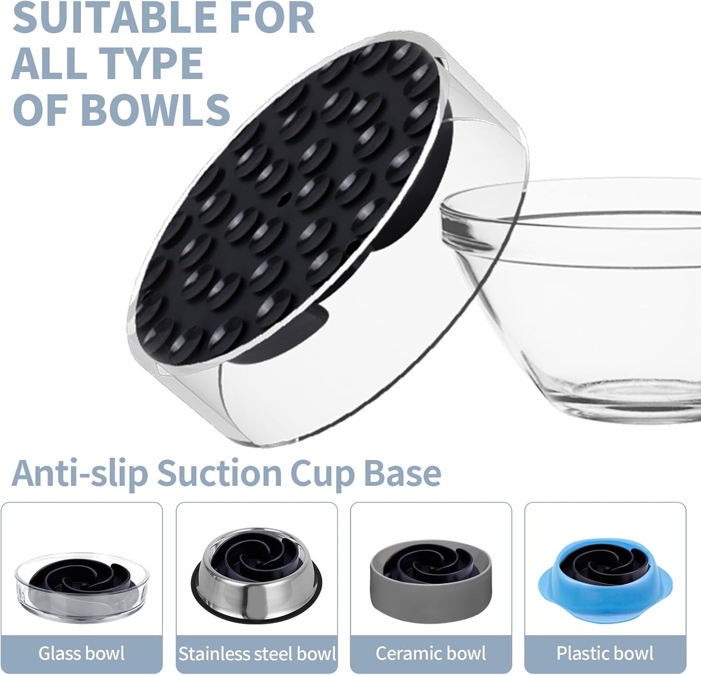 Slow Feeder Dog Bowls Insert, Bestalk Soft Silicone Slow Eating Feeder Insert with Suction Cups for Small, Medium and Large Dogs, Fit into Basic and Elevated Dog Bowls, Dark Blue