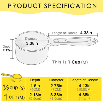 SUPERDESIGN 1 Cup Dog Food Scoop for Container Melamine Measuring Scoop for Dogs Cats Birds and Rabbits Pet Food Feeding Scoop Dishwasher Safe - Yellow