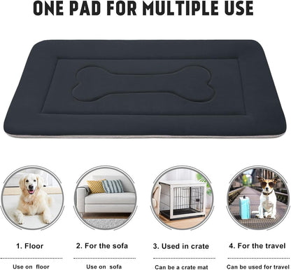 Large Dog Bed Soft Dog Crate Pad Mat 42 in Non-Slip Bottom Washable Dog Sleeping Mattress Pet Beds Cat Bed Kennel Pad, Dark Gray
