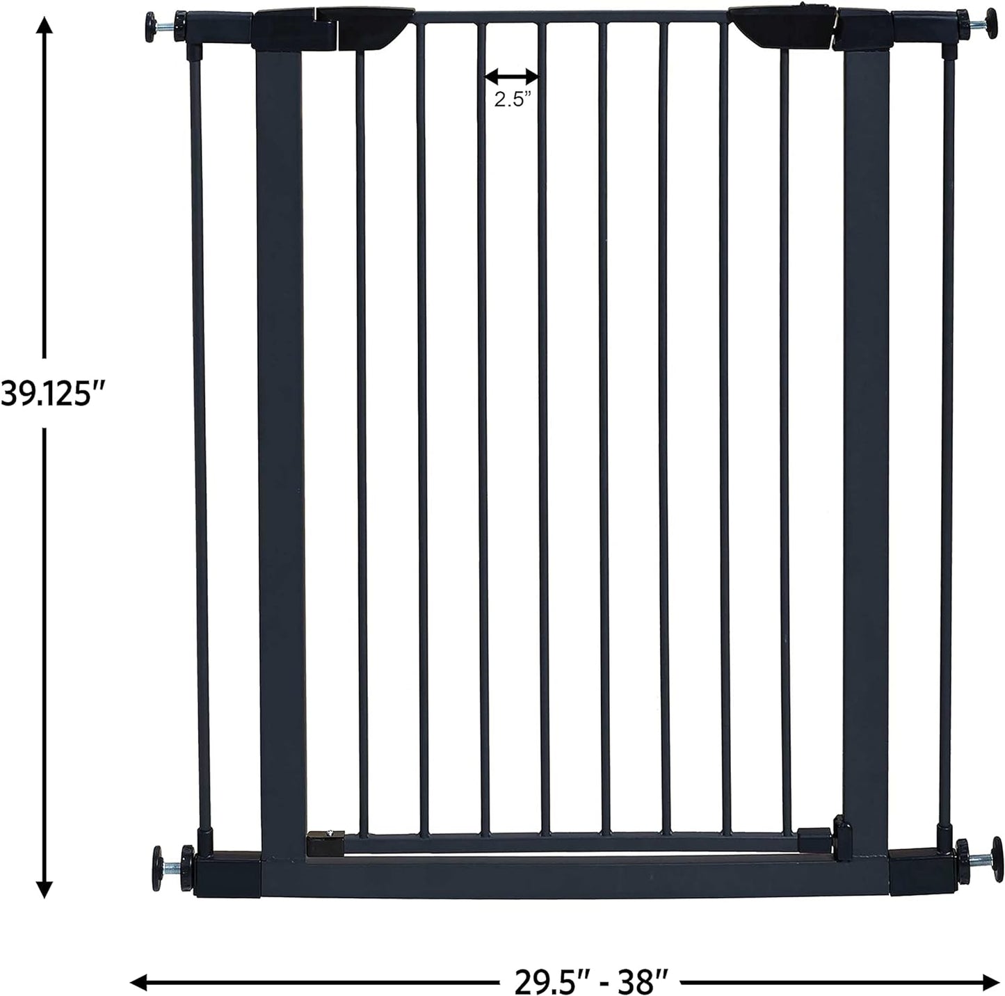 MidWest Homes for Pets 39-Inch High Walk-Thru Pressure Mounted Steel Dog Gate, Expands to 38 Inches Wide, Includes 3-inch Extensions, Textured Graphite