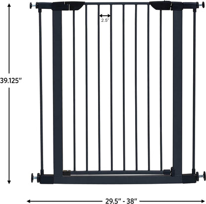 MidWest Homes for Pets 39-Inch High Walk-Thru Pressure Mounted Steel Dog Gate, Expands to 38 Inches Wide, Includes 3-inch Extensions, Textured Graphite