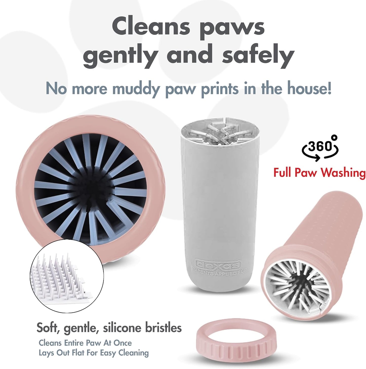 Dexas MudBuster Medium Dog Paw Cleaner in Fuchsia - Fits 1.5"-2.5" Wide Paws, Portable Paw Washer for Muddy Paws, Dog Paw Cleaning Cup with Gentle Silicone Bristles, Quick Clean Pet Paw Washer
