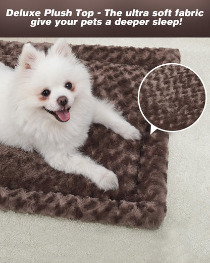 Washable Dog Bed Mat Ultra Soft Dog Crate Pad Comfy Fluffy Pet Kennel Beds Sleeping Mattress for Large Jumbo Medium Small Dogs, 36 x 23 Inch, Gray