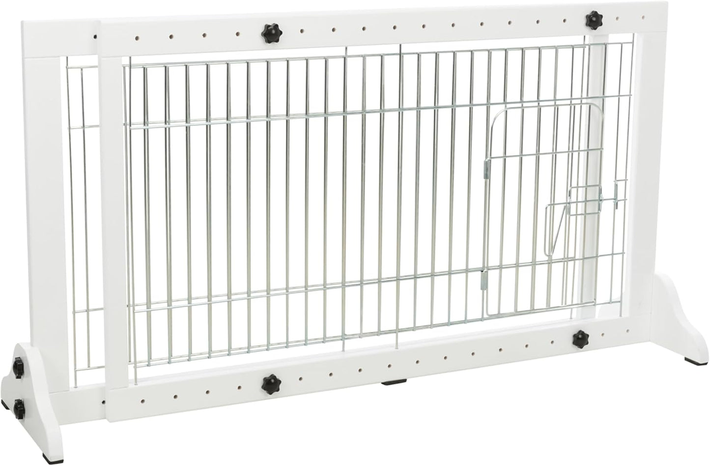 Trixie Expandable Wooden Freestanding Pet Gate, 24-in Tall Easily Step Over Barrier, Fence Expands to Fit Door Openings 25.5 to 42.5-in, Brown