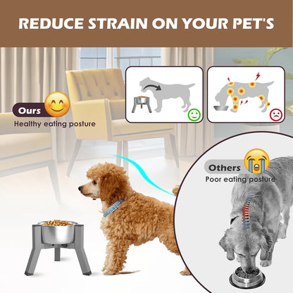 Elevated Dog Bowls for Large and Extra Large Dogs, Adjustable Width Dog Bowl Stand for 7-10.6" Wide Bowls, Food and Water Feeder, 13.7 in Tall Single Holder (Bowl Not Included)