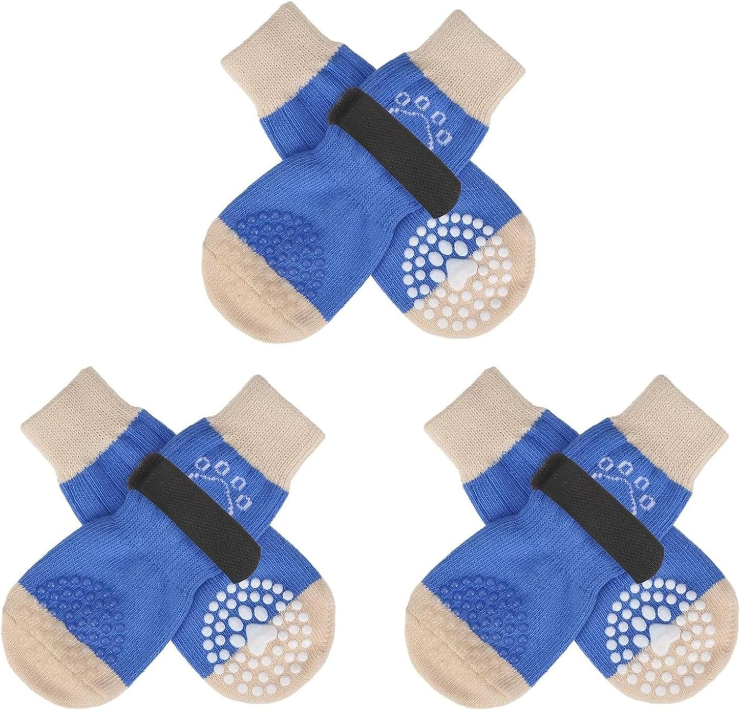 SCENEREAL 6Pcs Anti Slip Dog Socks to Prevent Licking Paws for Hot/Cold Pavement, Dog Grippy Socks for Hardwood Floors, Dog Shoes for Boots & Paw Protectors for Puppy Small Medium Large Senior Dogs