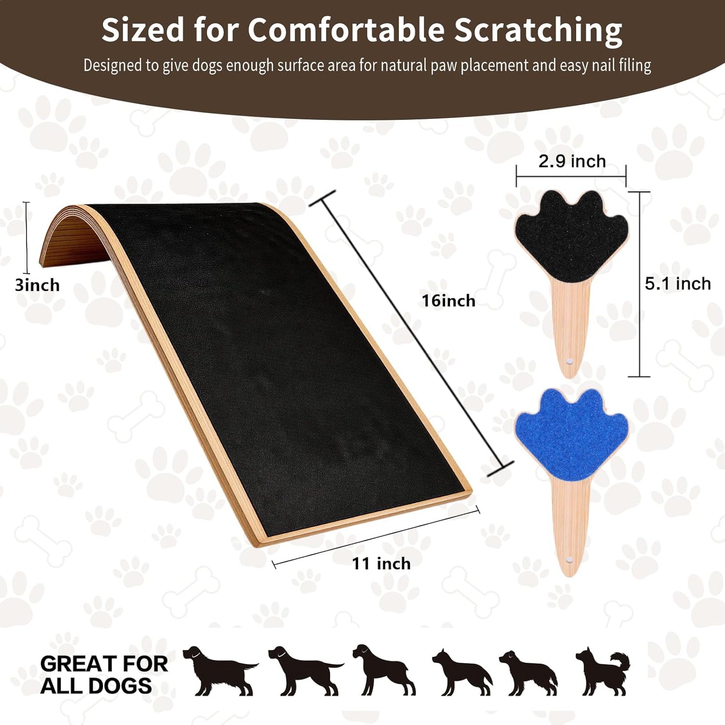 Dog Scratch Board with Mini Dog Nail File Board, Curved Dog Nail Scratch Board Set for Easy Dog Nail Trimming, Alternative to Dog Nail Clippers and Dog Nail Grinders