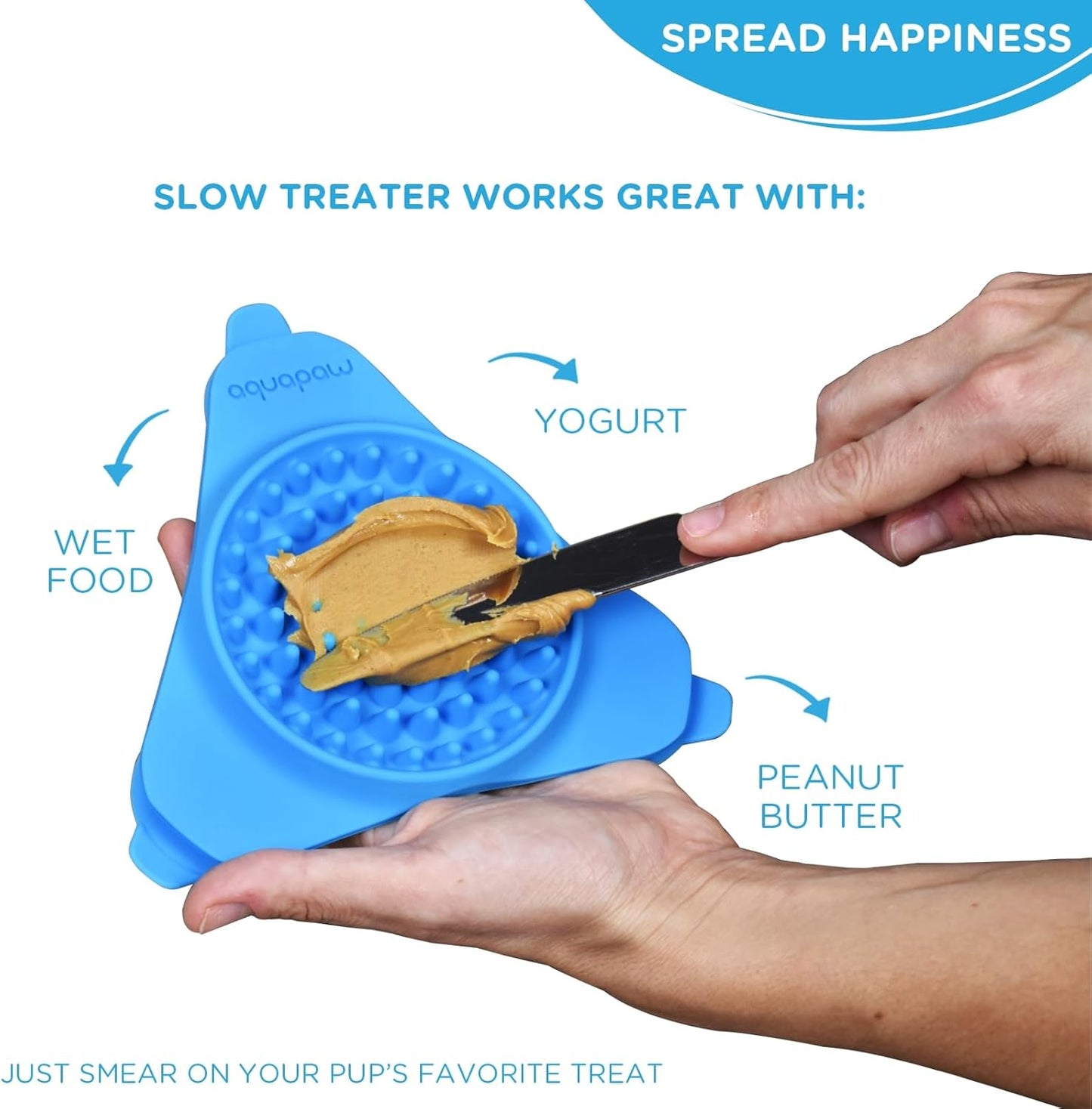 Aquapaw Lick Mat for Dogs with Suction Cups - XL, Blue, 1-Pack - Slow Feeder Lick Pads for Dogs & Grooming Enrichment - Food Mat for Peanut Butter Treats