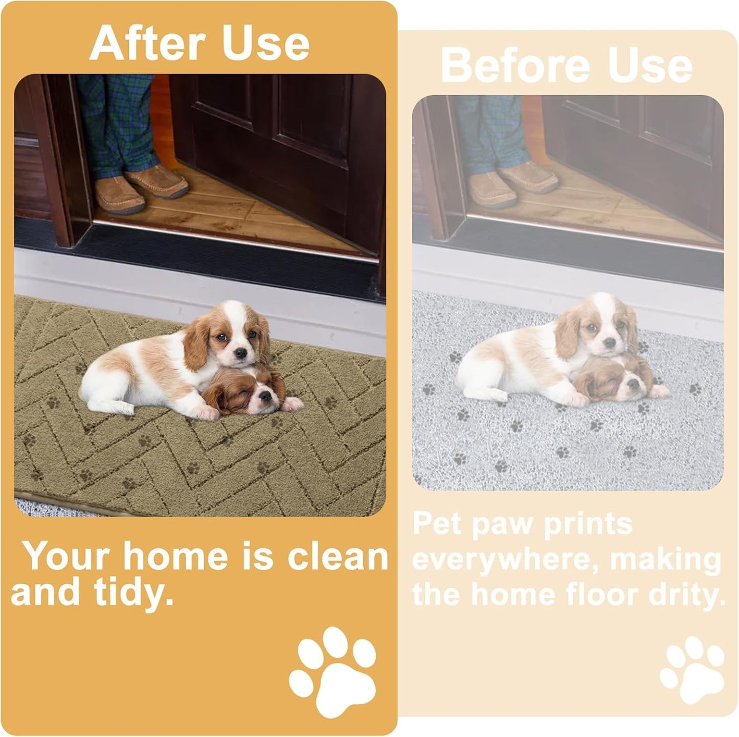 Tindbea Dog Mat for Mud Paws,Absorbs Moisture Dirt Non-Slip Washable Mud Mat for Dogs,Soft Rubber Backing Front Inside Pet Rug for Entryway, Dog Paws, Patio(20"x48",Charcoal)