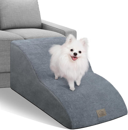 Mestuel 2-Tiers Extended Dog Stairs Steps for Couch Sofa, Dog Stairs for Small Dogs, Pet Stairs Ramp Ladder Friendly to Small Old Joint Injury Dogs Cats,Non-Slip & Washable,Blue