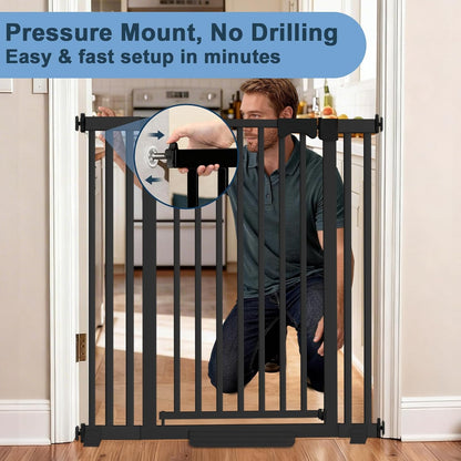 41" Extra Tall Dog Gate Indoor,30-62.5" Wide Heavy Duty Pet Gate for Doorways,Baby Gate with Walk Through and Auto Close, Pressure Mounted, Suitable for Stairs,Kitchen,White
