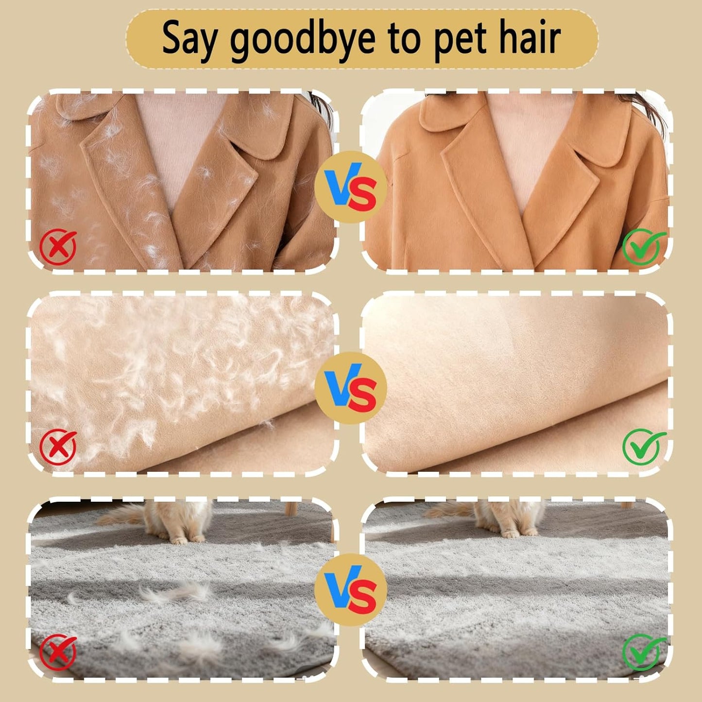 2 Pcs Electrostatic Pet Hair Removal Glove, 2026 Newly Magic Brush Pet Hair Remover for Dogs & Cats, Reusable Animal Fur Grooming Tool for Cleaning Hair on Furniture, Couch, Car Seats, Carpet