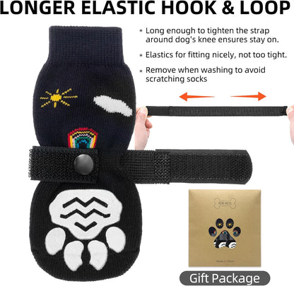 PUPTECK Anti Slip Dog Socks with Double Grippers for Hardwood Floors, Shoes for Hot/Cold Pavement, Boots & Paws Protectors to Prevent Licking, Traction Booties for Senior Small Large Dogs
